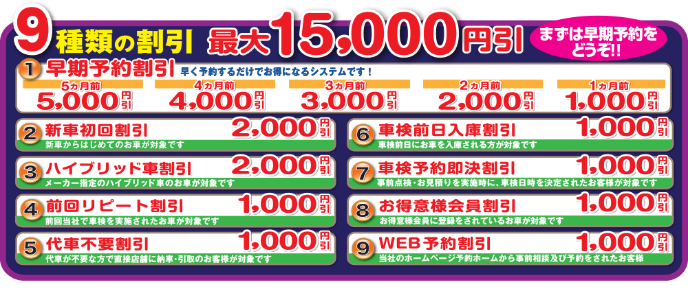 9種類の割引!